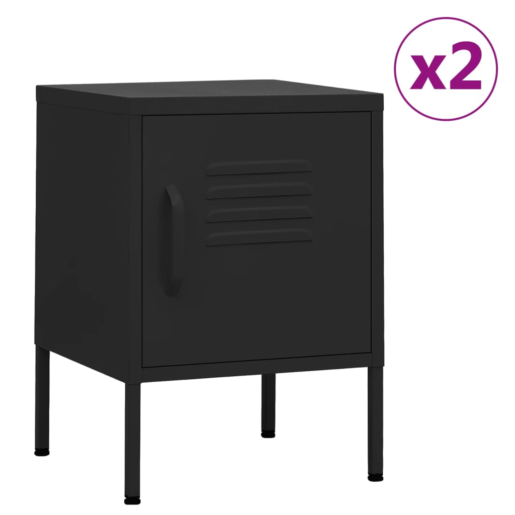 natborde 2 stk. 35x35x51 cm stål sort billede