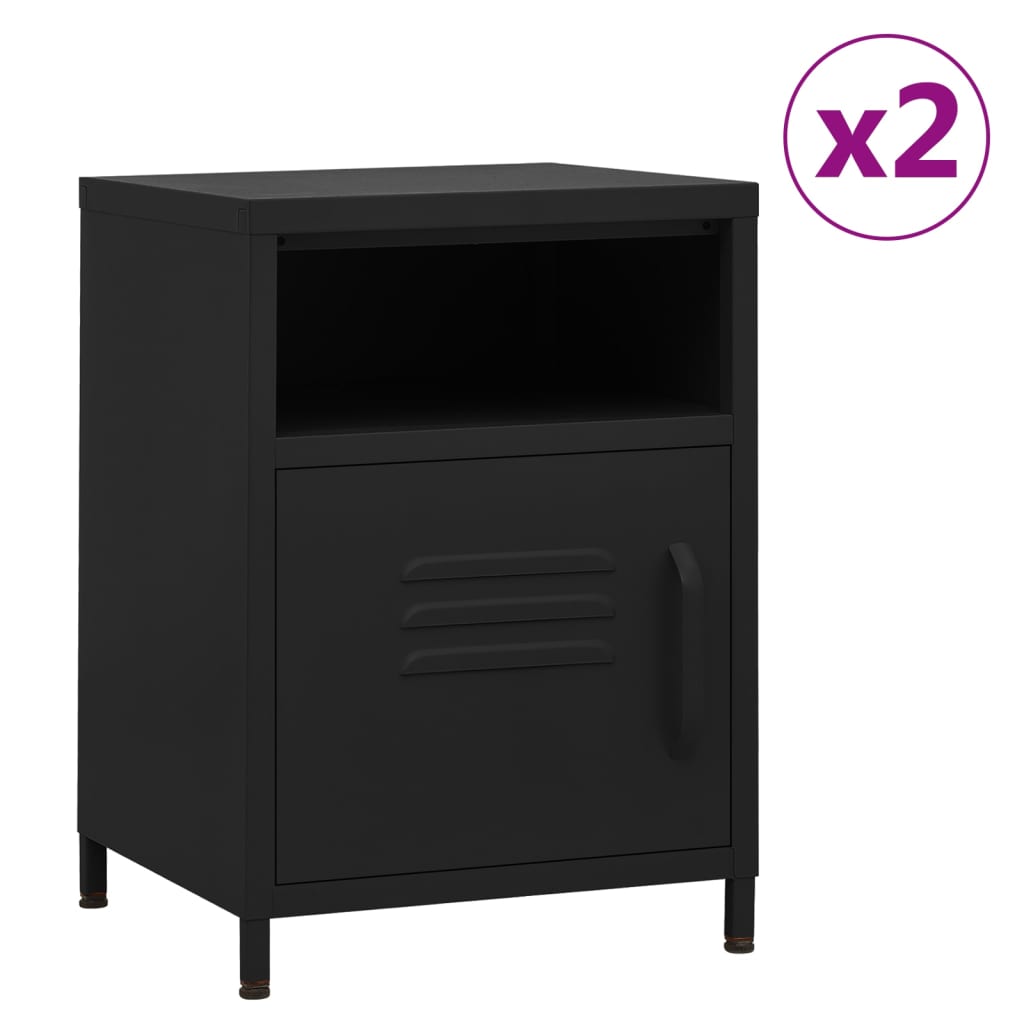 natborde 2 stk. 35x35x51 cm stål sort billede
