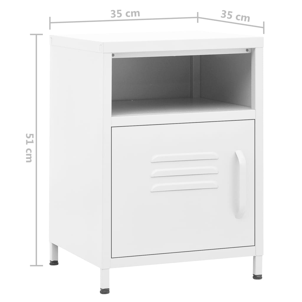 natborde 2 stk. 35x35x51 cm stål hvid