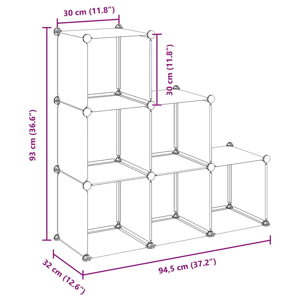 kubeformede opbevaringskasser 6 stk. PP sort