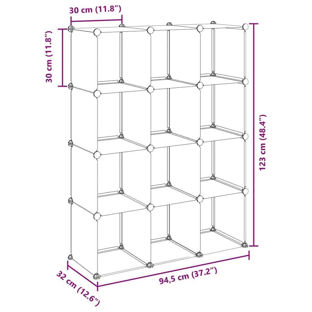 kubeformede opbevaringskasser 12 stk. PP transparent