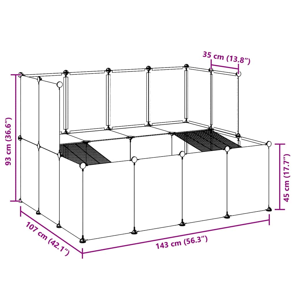 lille dyrebur 143x107x93 cm PP og stål sort