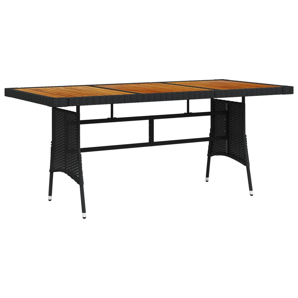 havebord 160x70x72 cm polyrattan og massivt akacietræ sort billede