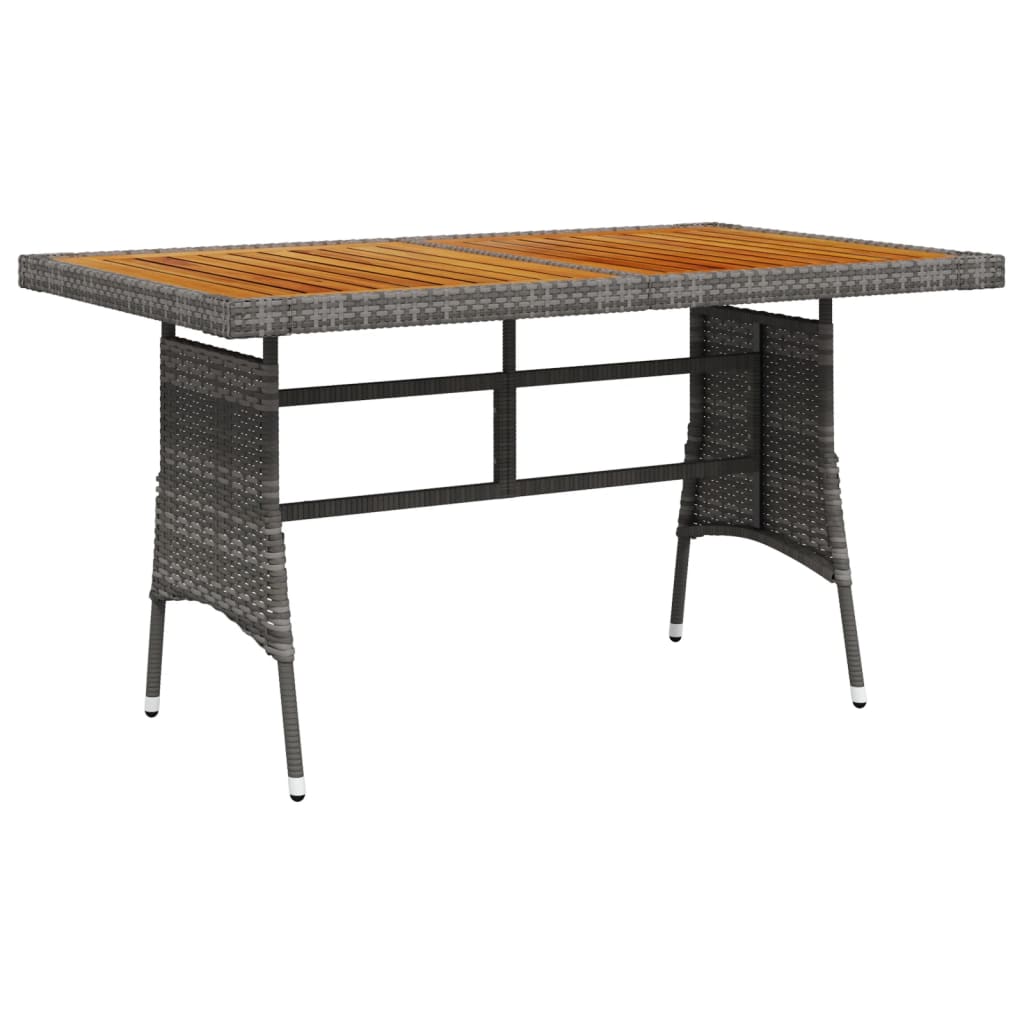 havebord 130x70x72 cm polyrattan og massivt akacietræ grå billede
