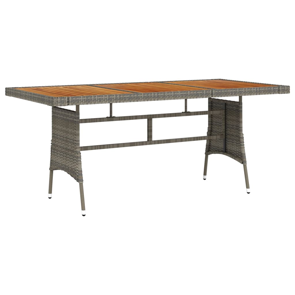 havebord 160x70x72 cm polyrattan og massivt akacietræ grå billede