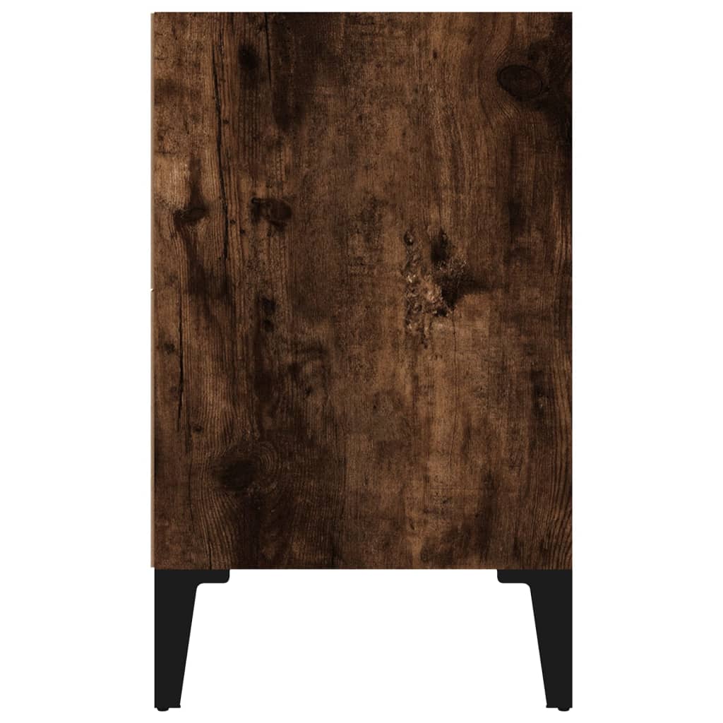 sengebord med metalben 40x30x50 cm røget egetræsfarve