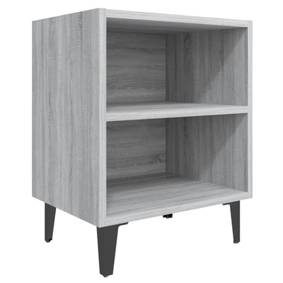 sengebord med metalben 40x30x50 cm grå sonoma-eg