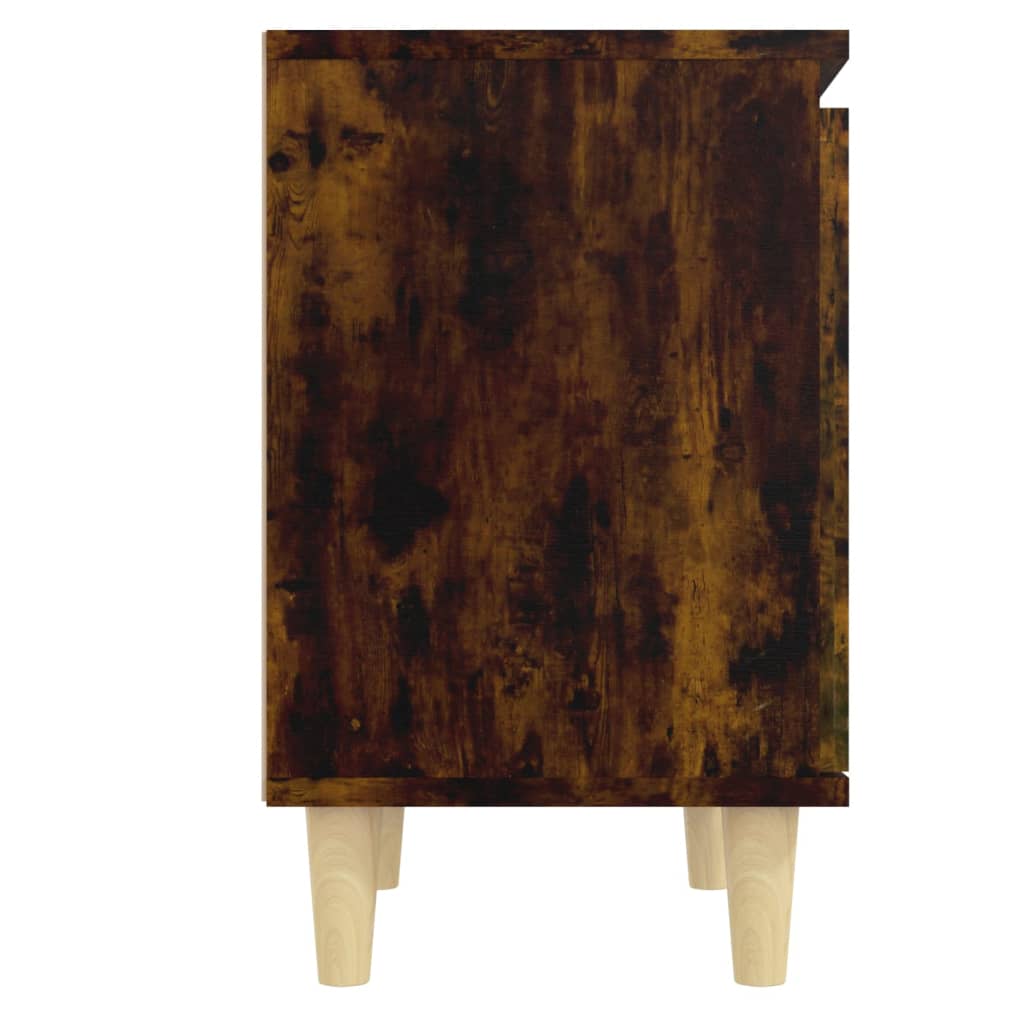 sengebord med massive træben 40x30x50 cm røget egetræsfarve