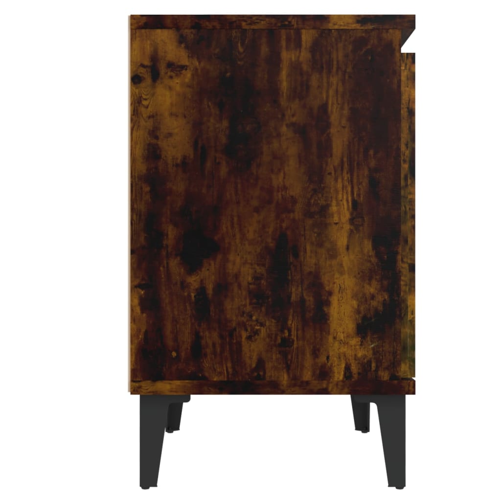 sengebord med metalben 40x30x50 cm røget egetræsfarve