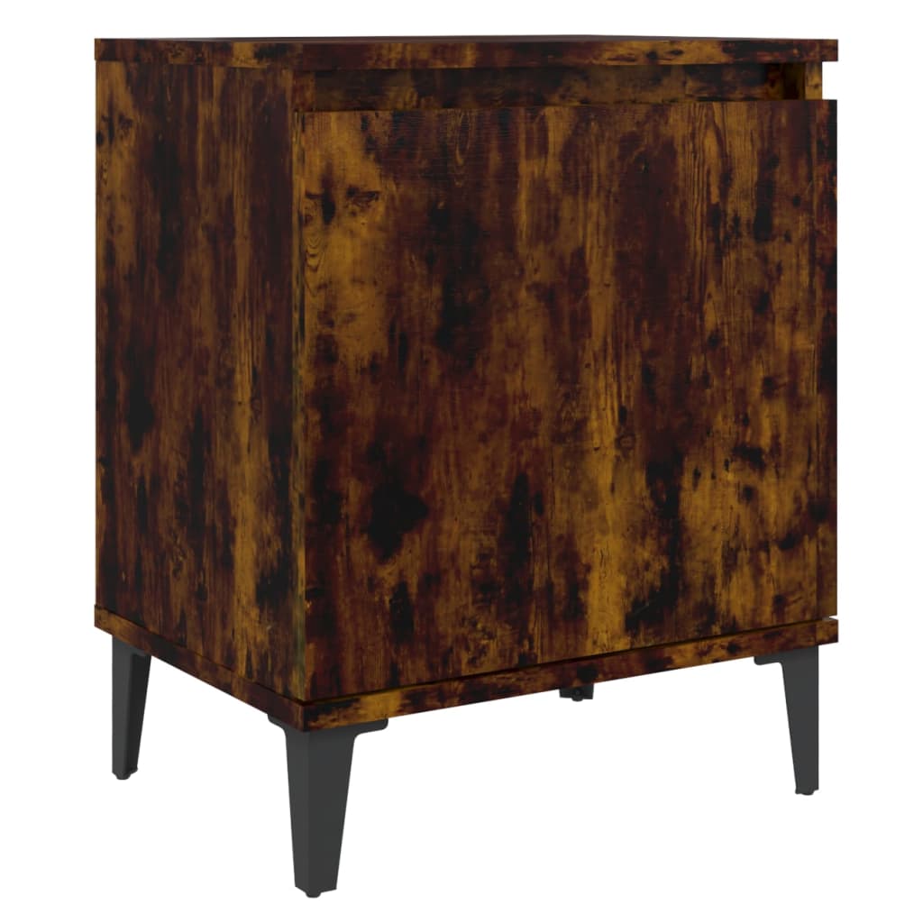 sengeborde med metalben 40x30x50 cm røget egetræsfarve