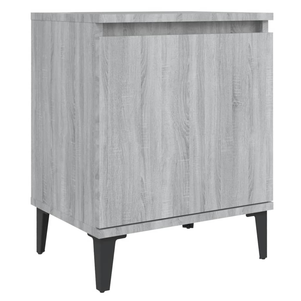 sengebord med metalben 40x30x50 cm grå sonoma-eg