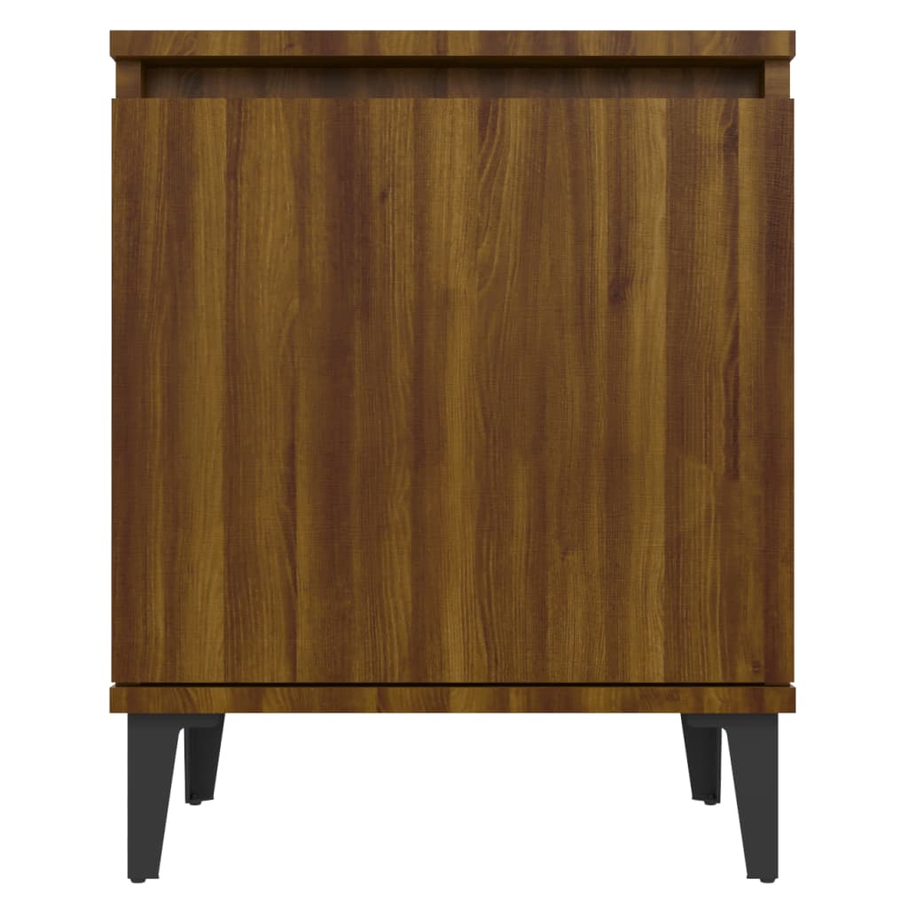 sengebord med metalben 40x30x50 cm brun egetræsfarve