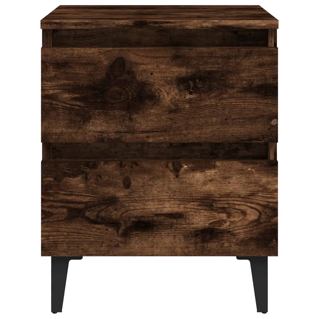 sengeborde 2 stk. med metalben 40x35x50 cm røget egetræsfarve