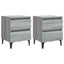 sengeborde 2 stk. med metalben 40x35x50 cm grå sonoma-eg