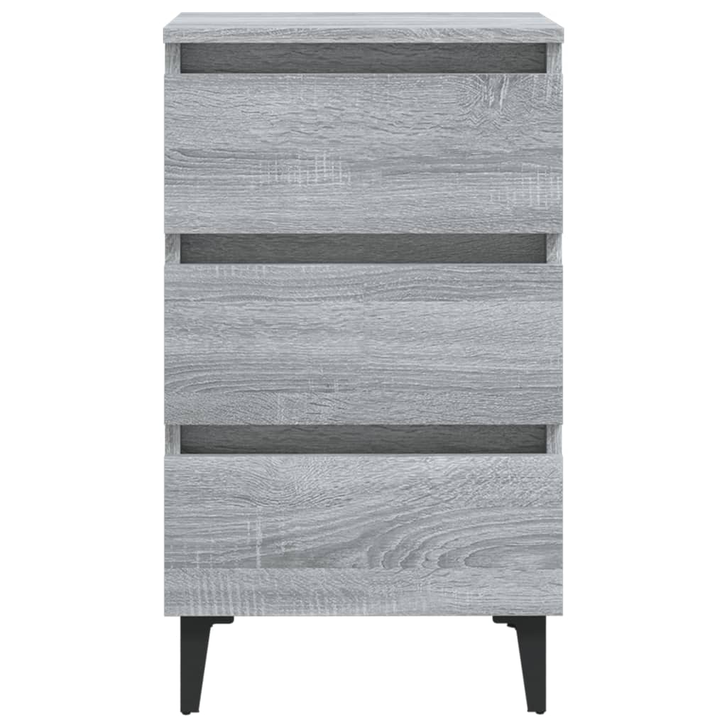 sengebord med metalben 40x35x69 cm grå sonoma-eg
