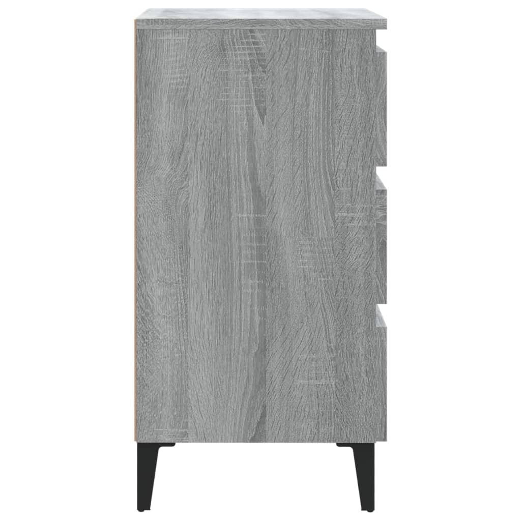 sengebord med metalben 40x35x69 cm grå sonoma-eg