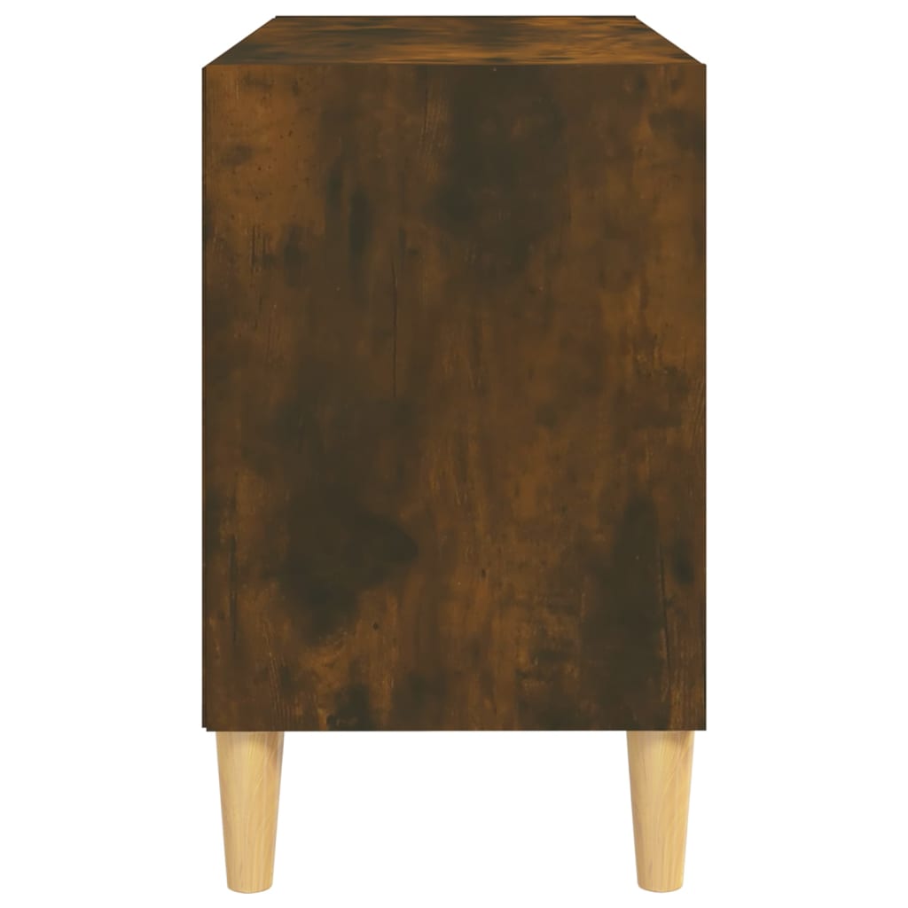 tv-bord med massive træben 69,5x30x50 cm røget egetræsfarve