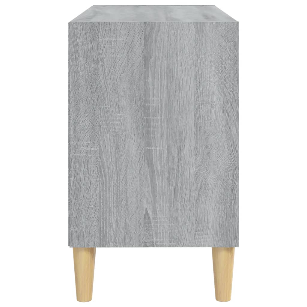 tv-bord med massive træben 69,5x30x50 cm grå sonoma-eg