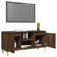 tv-bord med massive træben 103,5x35x50 cm røget egetræsfarve