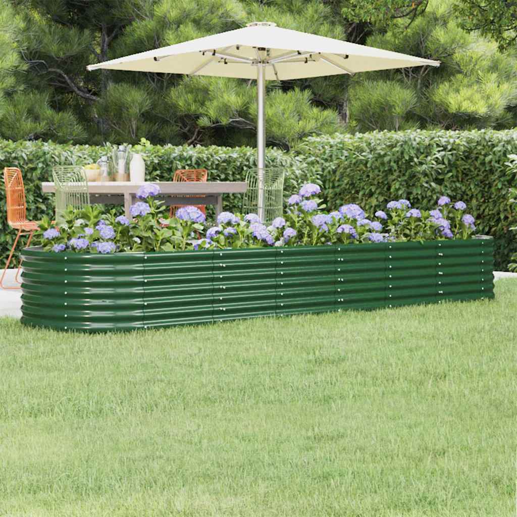 plantekasse 296x80x36 cm galvaniseret stål grøn
