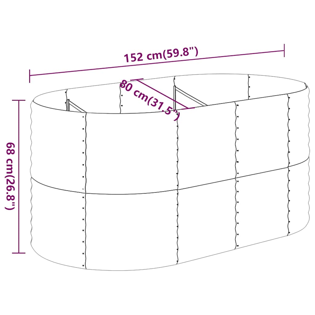 plantekasse 152x80x68 cm galvaniseret stål brun