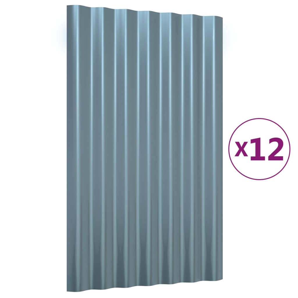 tagplader 12 stk. 60x36 cm galvaniseret stål grå