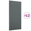 tagplader 12 stk. 80x36 cm galvaniseret stål antracitgrå
