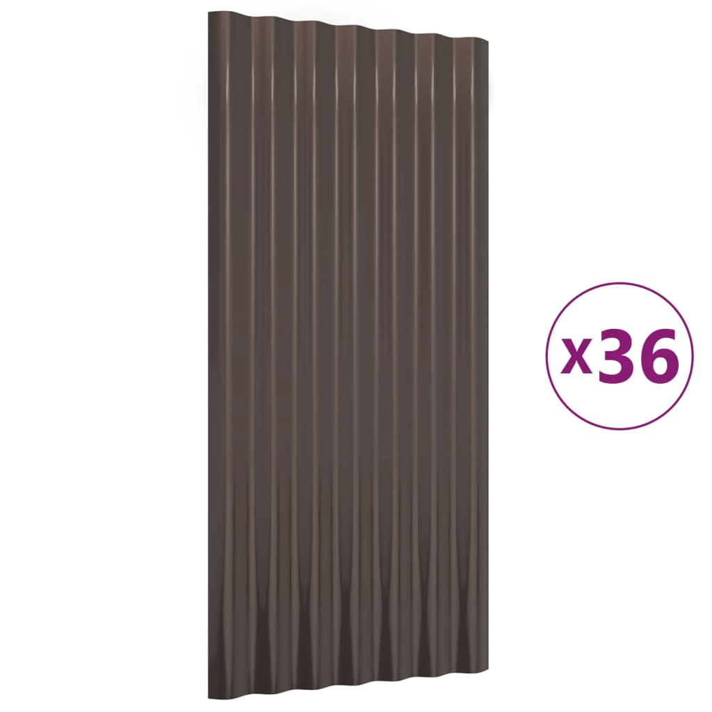 tagplader 36 stk. 80x36 cm galvaniseret stål brun