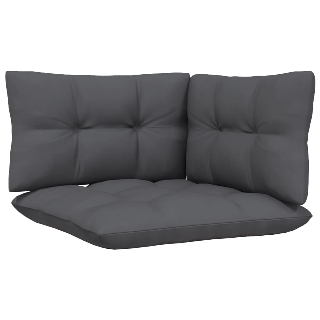 2-personers havesofa med antracitgrå hynder massivt fyrretræ