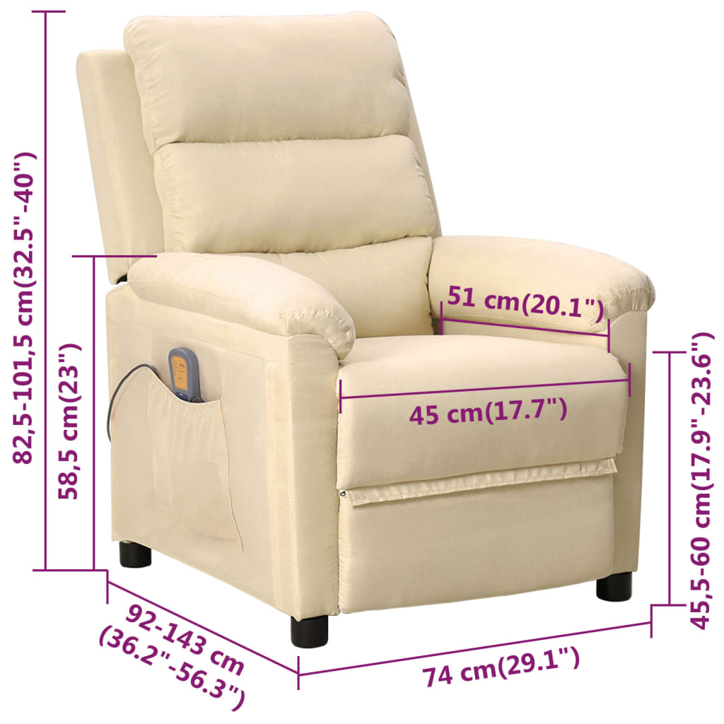 massagestol stof cremefarvet