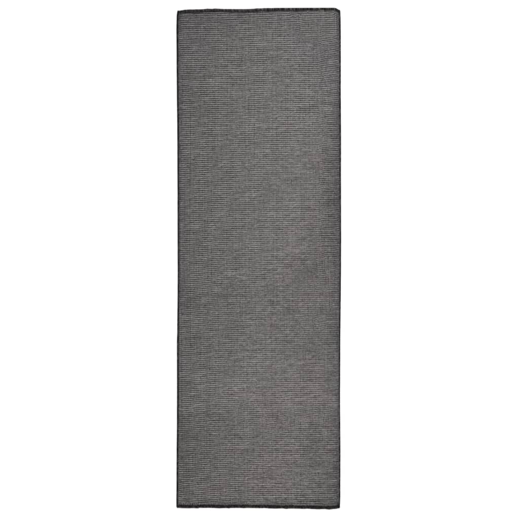 fladvævet udendørstæppe 80x250 cm grå billede