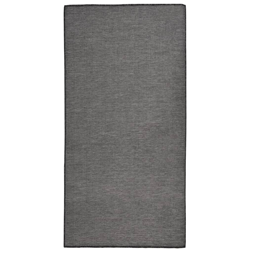 fladvævet udendørstæppe 100x200 cm grå billede