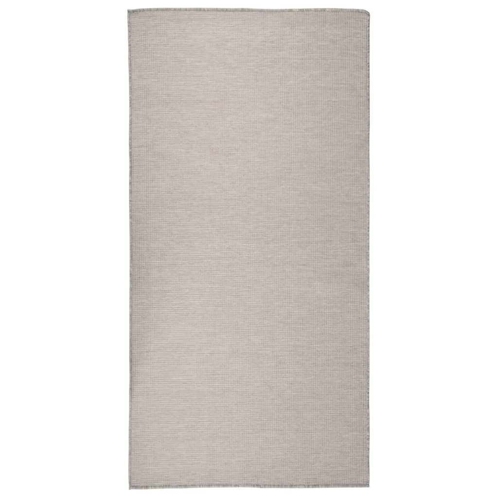 fladvævet udendørstæppe 100x200 cm lysegrå billede