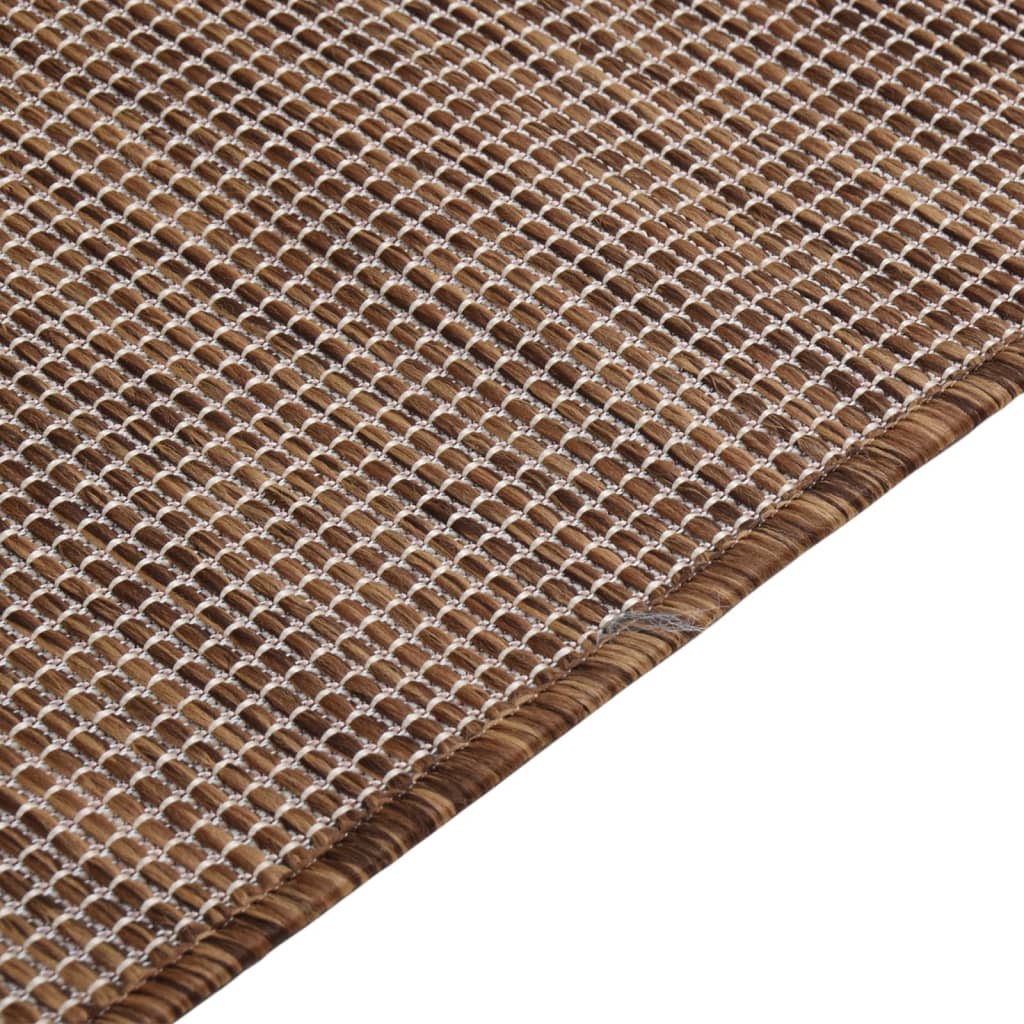 fladvævet udendørstæppe 100x200 cm brun