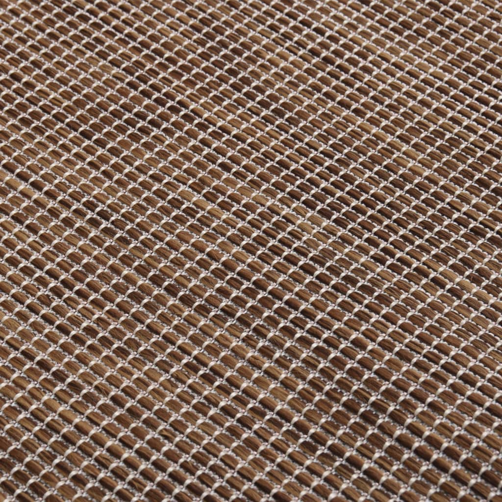 fladvævet udendørstæppe 100x200 cm brun
