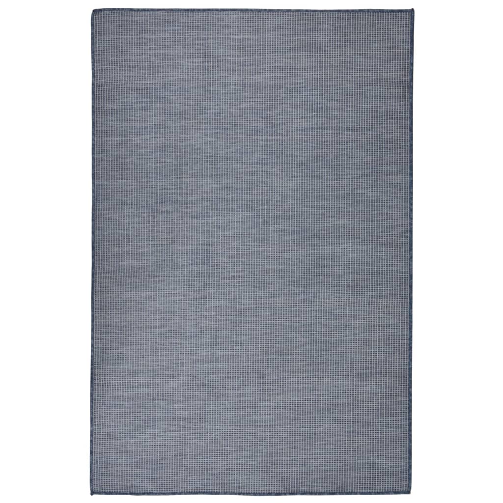 fladvævet udendørstæppe 120x170 cm blå billede