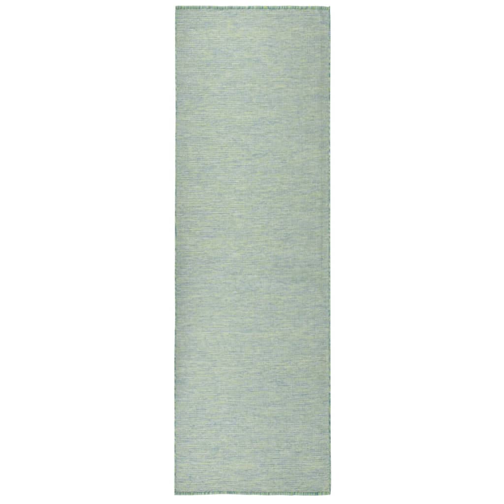 fladvævet udendørstæppe 80x250 cm turkis billede