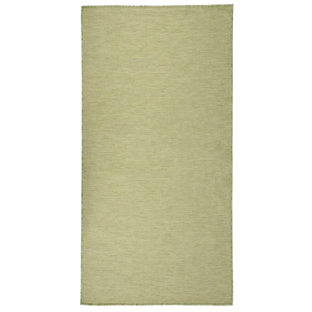 fladvævet udendørstæppe 100x200 cm grøn billede