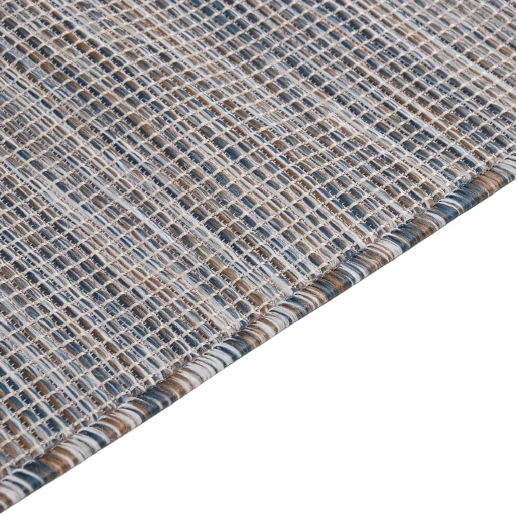 fladvævet udendørstæppe 200x280 cm brun og blå