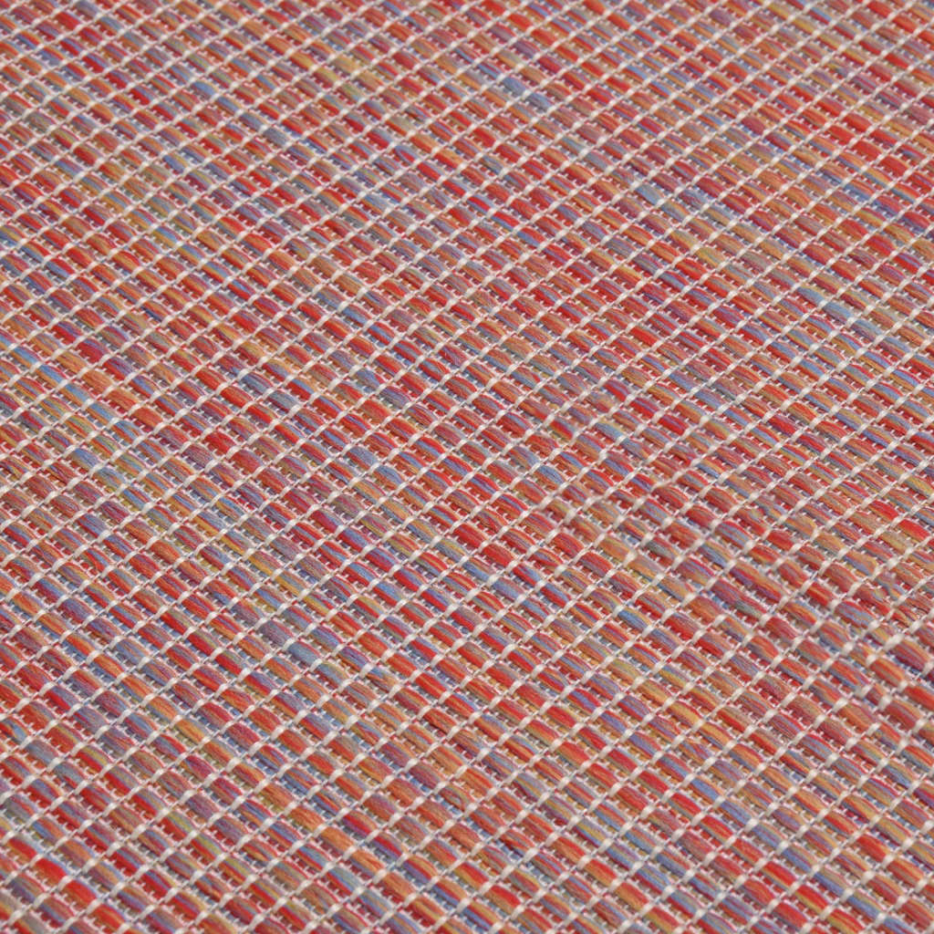 fladvævet udendørstæppe 100x200 cm rød