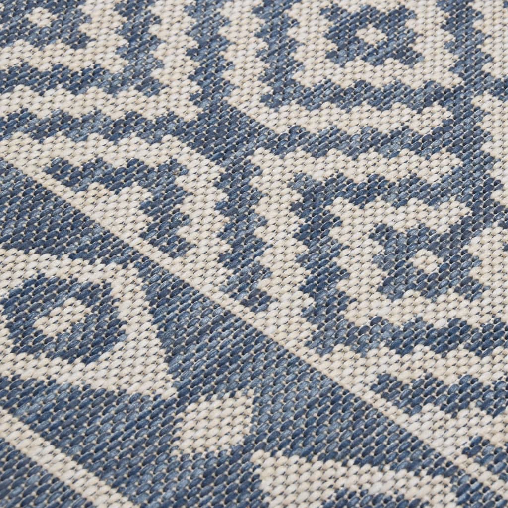fladvævet udendørstæppe 80x250 cm stribet blå