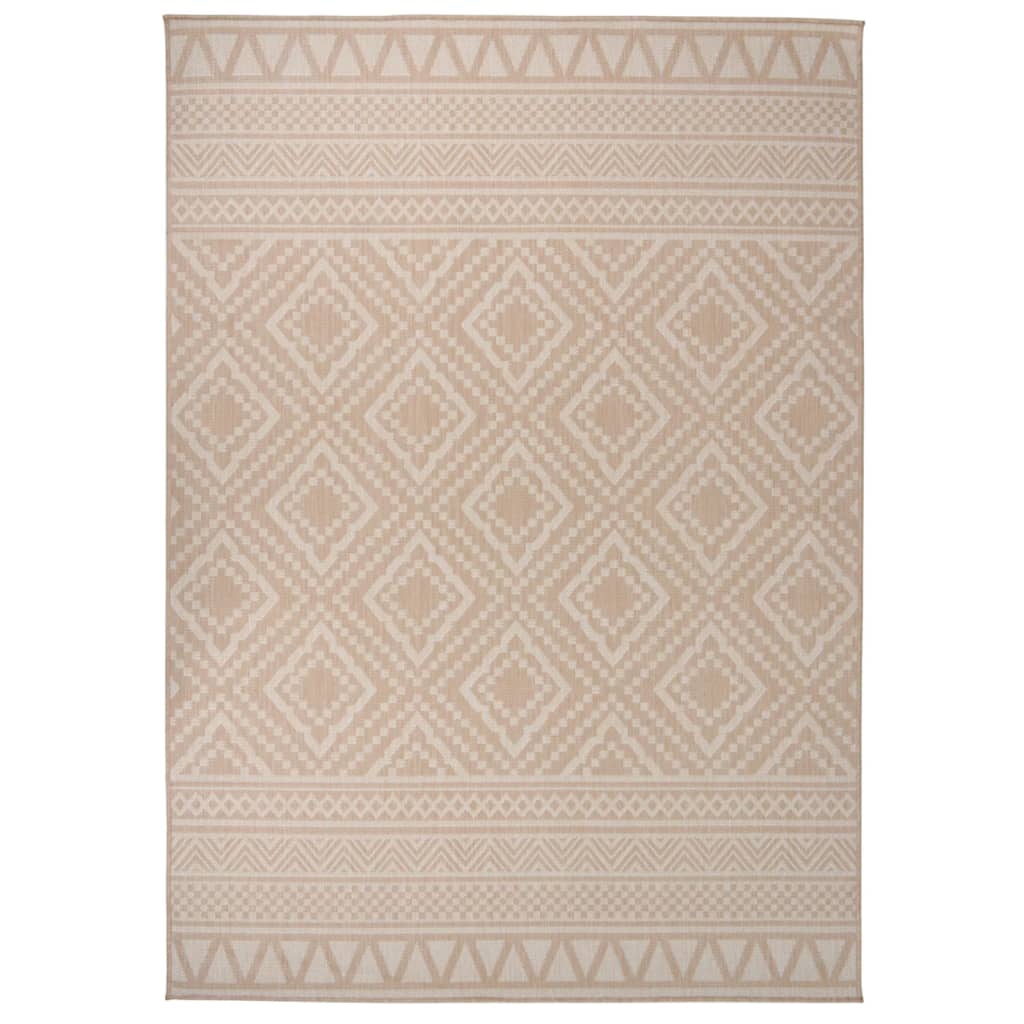 fladvævet udendørstæppe 120x170 cm stribet brun billede