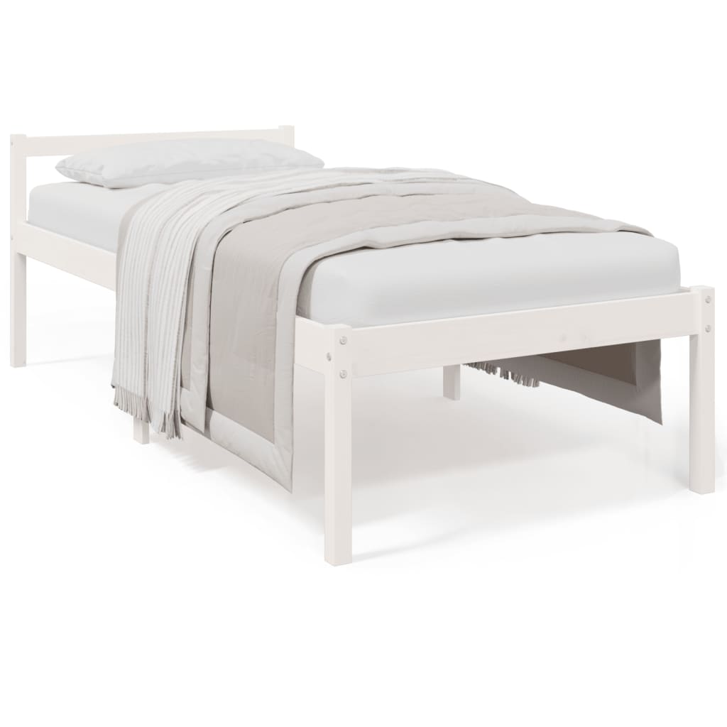 seniorseng 75x190 cm enkeltseng massivt fyrretræ hvid