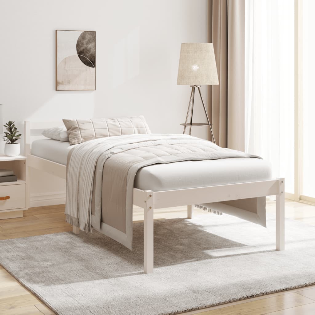 seniorseng 75x190 cm enkeltseng massivt fyrretræ hvid