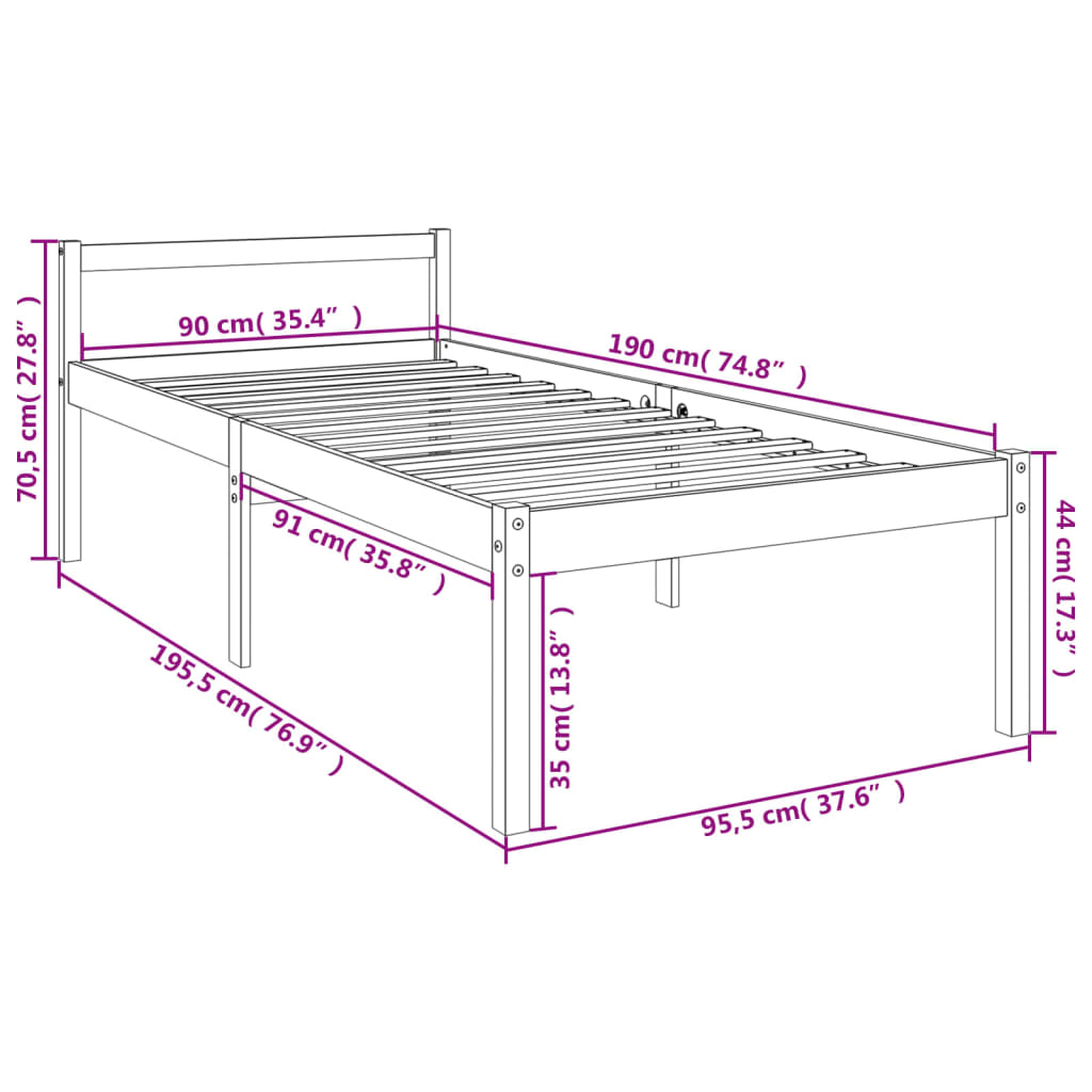 seniorseng 90x190 cm enkeltseng massivt fyrretræ