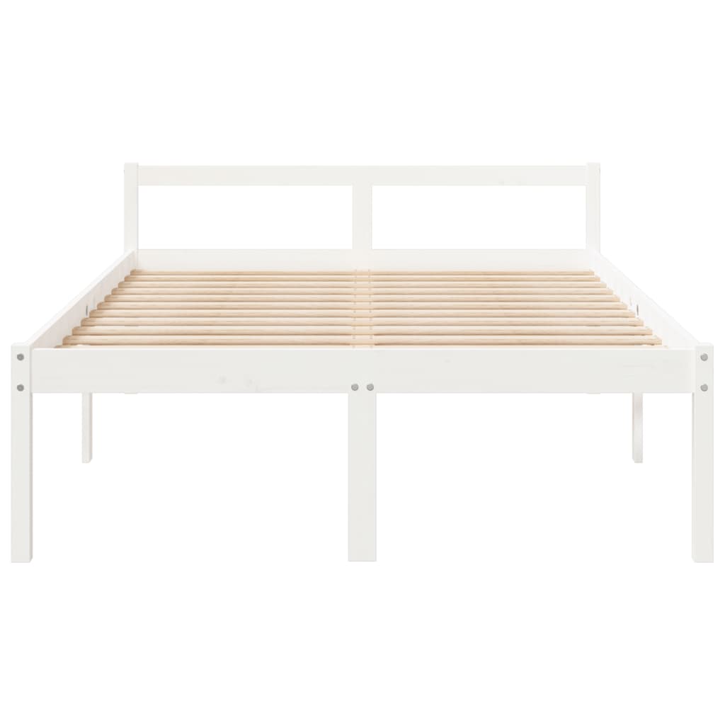 seniorseng 120x190 cm dobbeltseng massivt fyrretræ hvid