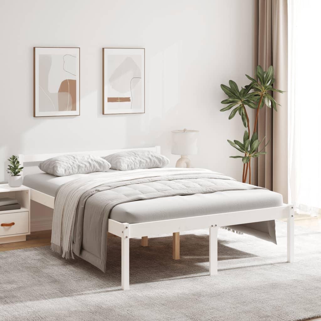 seniorseng 120x190 cm dobbeltseng massivt fyrretræ hvid