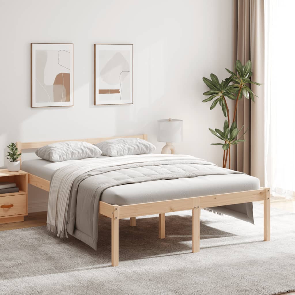 seniorseng 135x190 cm dobbeltseng massivt fyrretræ