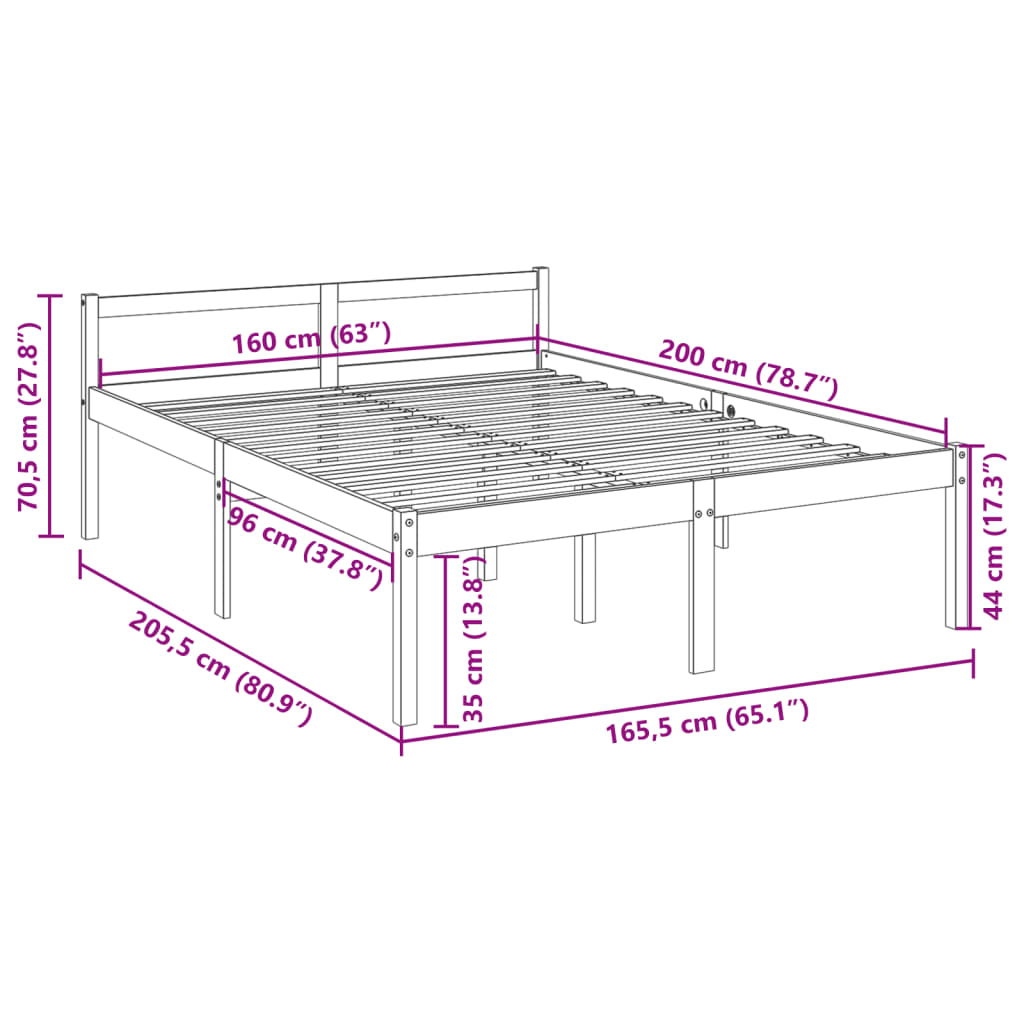 seniorseng 160x200 cm massivt fyrretræ