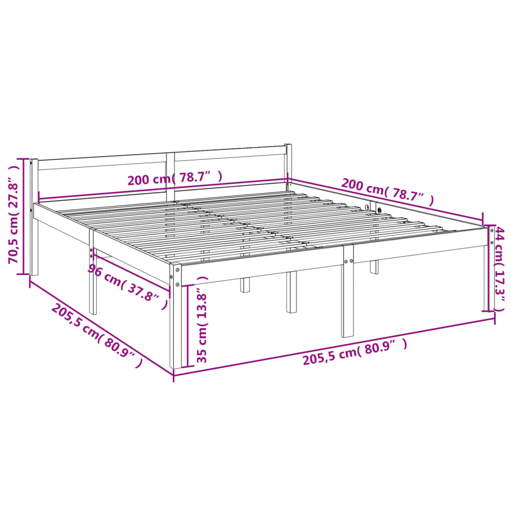 seniorseng 200x200 cm massivt fyrretræ